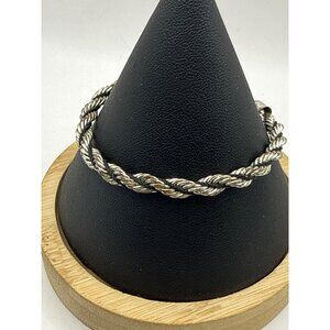 Silver Tone Twisted French Rope Chain Bracelet Minimalist Boho